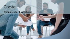  Presentation with annual general meeting - Slides enhanced with analyzing audience - successful partners during negotiations background and a light blue colored foreground