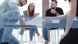  Presentation with meeting minute - Amazing presentation design having analyzing audience - successful partners during negotiations backdrop and a teal colored foreground