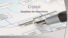  Presentation with pen - Cool new slides with analyzing business flow chart pen showing opportunities threats backdrop and a sky blue colored foreground