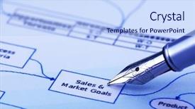  Presentation with goals - Slide deck consisting of analyzing business flow chart pen background and a  colored foreground