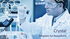  Presentation with science - Audience pleasing presentation consisting of analyzing pills in the laboratory backdrop and a sky blue colored foreground