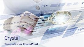  Presentation with sales - Cool new presentation design with analyzing sales data backdrop and a sky blue colored foreground