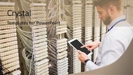  Presentation with using digital tablet - Cool new presentation with analyzing server in server room backdrop and a coral colored foreground