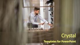  Presentation with using digital tablet - Colorful presentation theme enhanced with analyzing server in server room backdrop and a tawny brown colored foreground