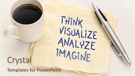  Presentation with inspirational - Slide deck featuring analyzing text - think visualize analyze and imagine background and a  colored foreground