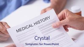  Presentation with medical desk - PPT layouts consisting of anamnesis - closeup of a caucasian doctor background and a sky blue colored foreground