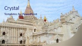  Presentation with myanmar bagan - Presentation theme consisting of ananda temple in bagan myanmar burma background and a sky blue colored foreground