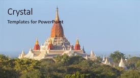  Presentation with myanmar bagan - Audience pleasing presentation theme consisting of ananda temple pagoda paya in bagan myanmar burma backdrop and a light blue colored foreground