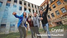  Presentation with group - PPT theme consisting of anarchy - group of screaming guys exploding background and a  colored foreground