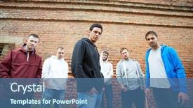  Presentation with wall street - Slides having anarchy - portrait of several street hooligans background and a  colored foreground