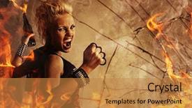  Presentation with punk - Slide deck featuring anarchy - punk girl throwing a bottle background and a  colored foreground