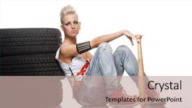  Presentation with punk - Presentation theme consisting of anarchy - punk girl with a bat background and a  colored foreground