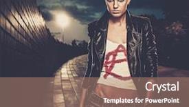  Presentation with punk - Audience pleasing presentation theme consisting of anarchy - punk girl with cigarette outdoors backdrop and a coral colored foreground