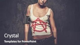  Presentation with punk rock music - PPT theme with anarchy - punk girl with spiked bracelets background and a dark gray colored foreground