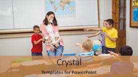  Presentation with elementary school - Presentation theme consisting of anarchy - students tying the teacher up background and a  colored foreground