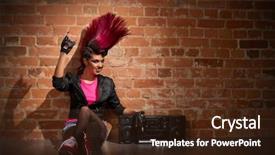  Presentation with punk - Cool new presentation theme with anarchy - young punk girl on brick backdrop and a tawny brown colored foreground
