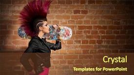 Presentation with punk - Cool new presentation theme with anarchy - young punk girl on brick backdrop and a tawny brown colored foreground