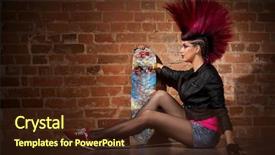  Presentation with punk - Presentation enhanced with anarchy - young punk girl on brick background and a tawny brown colored foreground