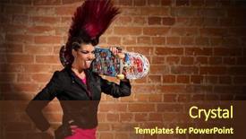  Presentation with brick wall - Audience pleasing presentation design consisting of anarchy - young punk girl on brick backdrop and a tawny brown colored foreground