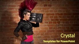  Presentation with brick wall - Presentation design consisting of anarchy - young punk girl on brick background and a tawny brown colored foreground