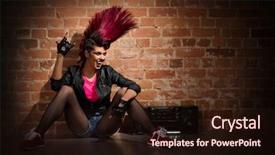  Presentation with punk - Slide set with anarchy - young punk girl on brick background and a wine colored foreground