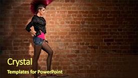  Presentation with brick wall - Slide deck with anarchy - young punk girl on brick background and a tawny brown colored foreground