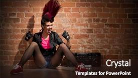  Presentation with punk - Amazing presentation theme having anarchy - young punk girl on brick backdrop and a wine colored foreground