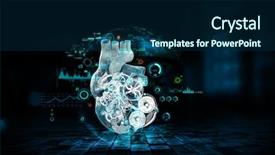  Presentation with mechanic gears - Cool new PPT theme with anatomic heart made with steel backdrop and a navy blue colored foreground