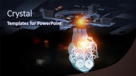  Presentation with mechanic gears - Cool new PPT theme with anatomic-heart-made-with-steel backdrop and a wine colored foreground