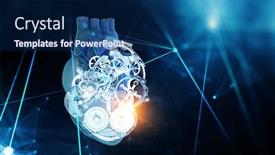  Presentation with mechanic gears - Slide deck with anatomic-heart-made-with-steel background and a navy blue colored foreground