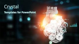  Presentation with mechanic gears - PPT layouts having anatomic-heart-made-with-steel background and a wine colored foreground