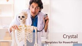  Presentation with skeleton soccer - PPT theme with anatomical heart - young male doctor with skeleton background and a  colored foreground