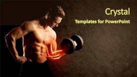  Presentation with weight lifting - Amazing slide deck having anatomie sportsman - fit bodybuilder lifting weight backdrop and a  colored foreground