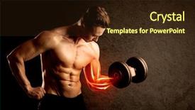  Presentation with weight lifting - Amazing slide set having anatomie sportsman - fit bodybuilder lifting weight backdrop and a  colored foreground