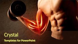  Presentation with weight lifting - Amazing PPT layouts having anatomie sportsman - fit bodybuilder lifting weight backdrop and a  colored foreground