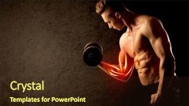  Presentation with weight lifting - Cool new theme with anatomie sportsman - fit bodybuilder lifting weight backdrop and a  colored foreground
