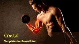  Presentation with weight lifting - Slide deck enhanced with anatomie sportsman - fit bodybuilder lifting weight background and a  colored foreground