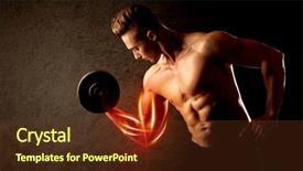  Presentation with weight lifting - Theme having anatomie sportsman - fit bodybuilder lifting weight background and a  colored foreground