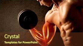  Presentation with weight lifting - Amazing presentation design having anatomie sportsman - fit bodybuilder lifting weight backdrop and a tawny brown colored foreground