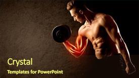  Presentation with weight lifting - Theme having anatomie sportsman - fit bodybuilder lifting weight background and a  colored foreground