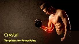  Presentation with weight lifting - Audience pleasing PPT layouts consisting of anatomie sportsman - fit bodybuilder lifting weight backdrop and a wine colored foreground