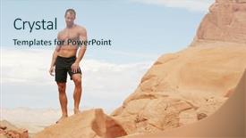  Presentation with rocks - Slide deck consisting of anatomie sportsman - handsome muscular man on red background and a  colored foreground