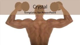  Presentation with body building - Presentation theme featuring anatomie sportsman - male body builder background and a coral colored foreground