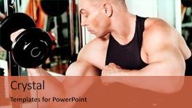  Presentation with sporty - Slide deck with anatomie sportsman - sporty man in the gym background and a red colored foreground