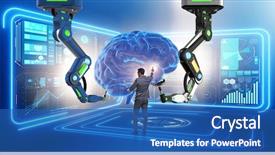  Presentation with artificial intelligence - Cool new PPT theme with anatomy - artificial intelligence concept with businessman backdrop and a ocean colored foreground