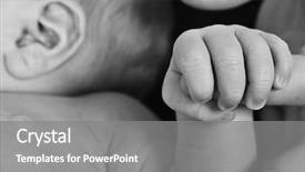  Presentation with skin anatomy - PPT layouts featuring skin anatomy - baby holding father's finger background and a gray colored foreground