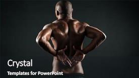  Presentation with disability sports - Slides with anatomy - back view of young african background and a wine colored foreground