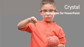  Presentation with child brain - Colorful slide deck enhanced with anatomy - dark haired little child backdrop and a coral colored foreground