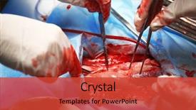  Presentation with heart anatomy - Amazing PPT theme having anatomy - doctor doing heart operation backdrop and a red colored foreground