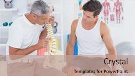  Presentation with doctor office - Audience pleasing slide deck consisting of anatomy - doctor showing anatomical spine backdrop and a coral colored foreground